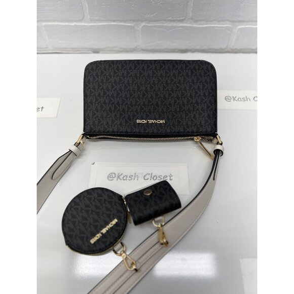 Michael Kors crossbody tech attached bag JST coin purse airpod case black multi - Picture 6 of 9